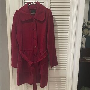 Cynthia Rowley Rich Red Trench Coat/ 100% Wool